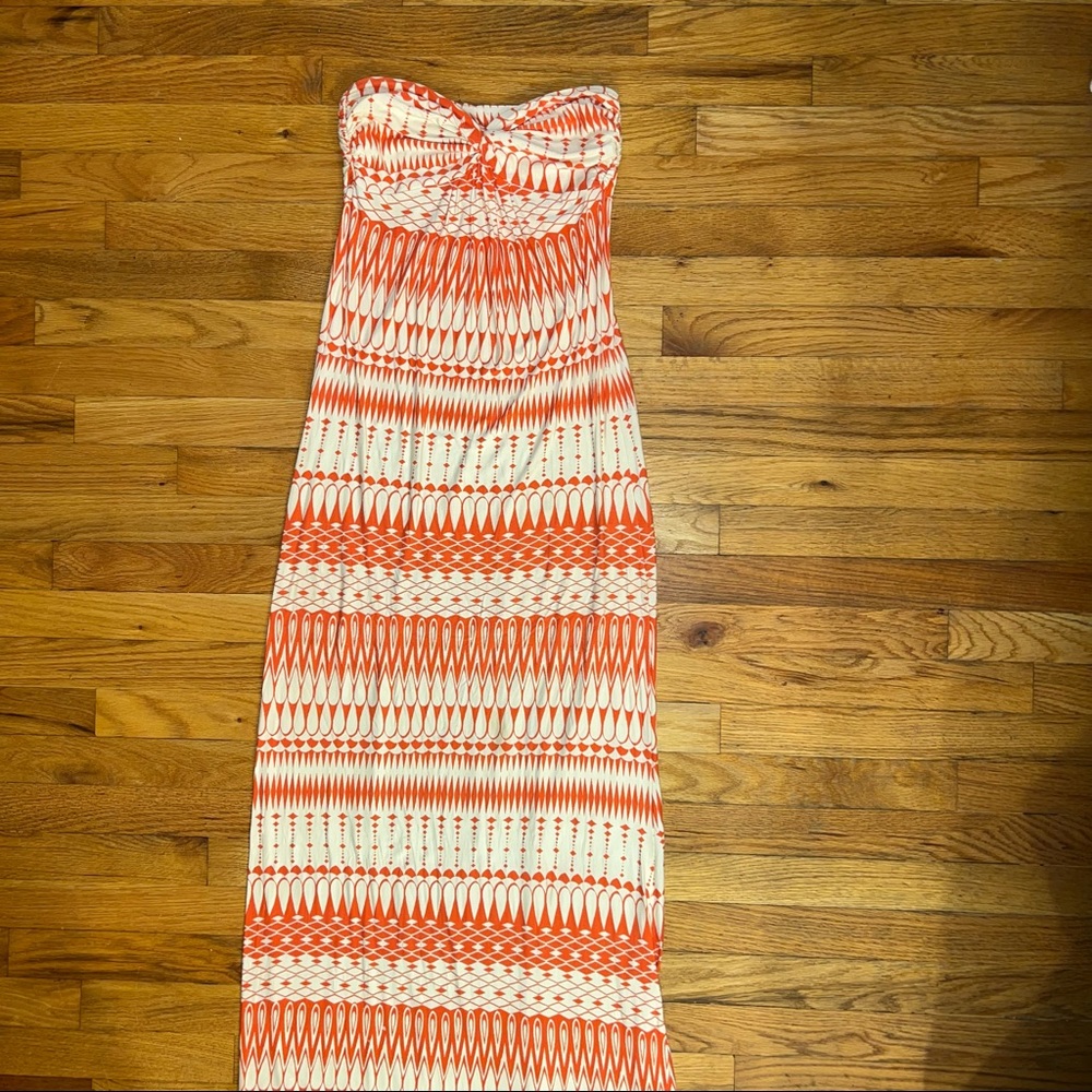 Unique Anthropolgie Bandeau Size Small Orange and white dress